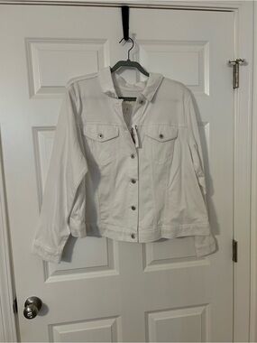 Jessica Simpson White Denim Jacket with Button Front. NWT